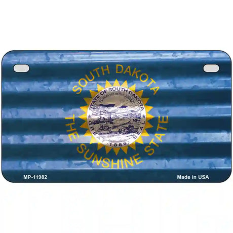 South Dakota Corrugated Flag Novelty License Plate 7" x 4" (MP)