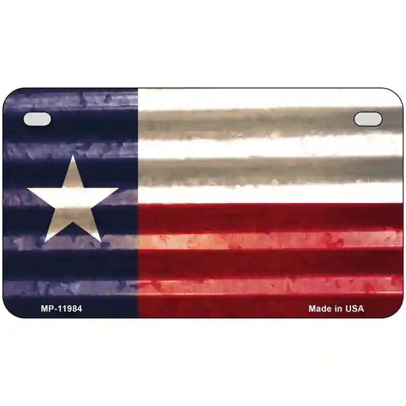 Texas Corrugated Flag Novelty License Plate 7" x 4" (MP)