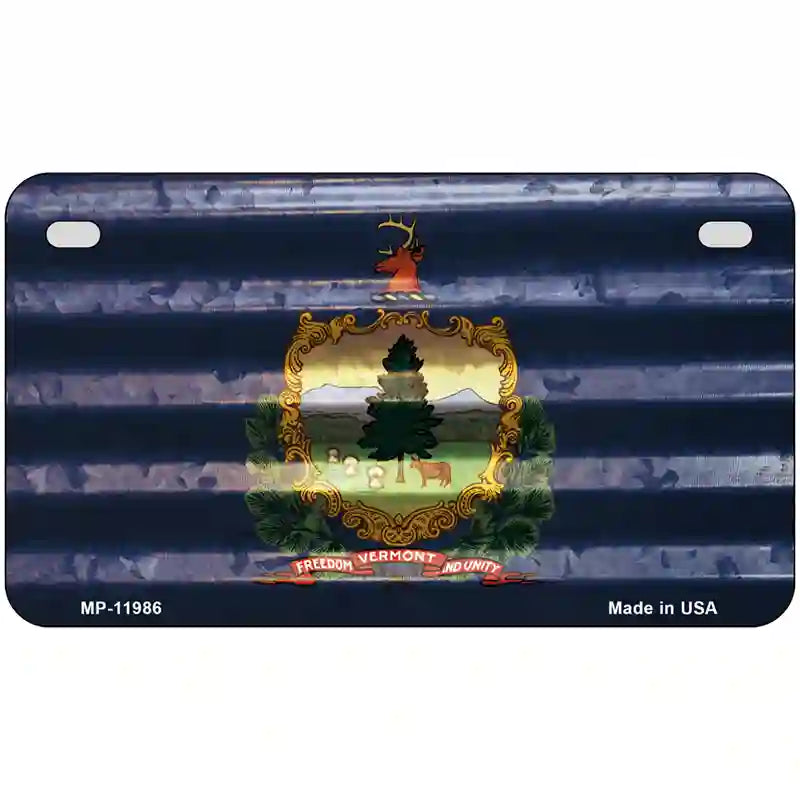 Vermont Corrugated Flag Novelty License Plate 7" x 4" (MP)