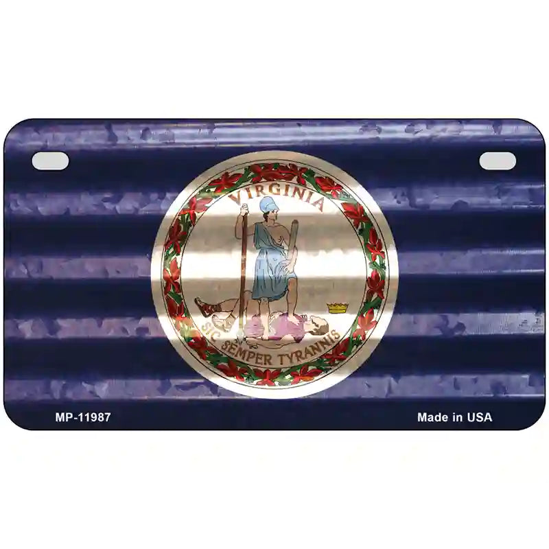 Virginia Corrugated Flag Novelty License Plate 7" x 4" (MP)