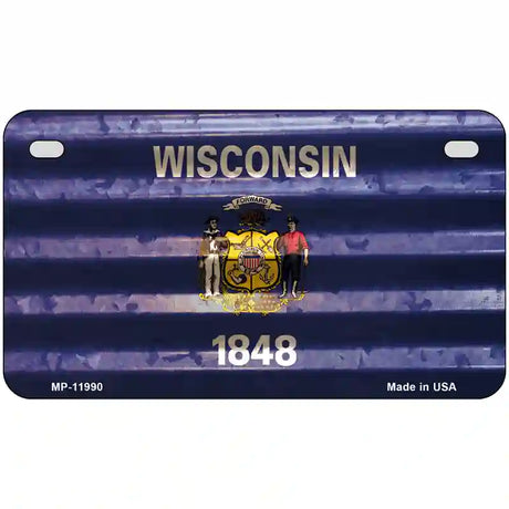 Wisconsin Corrugated Flag Novelty License Plate 7" x 4" (MP)