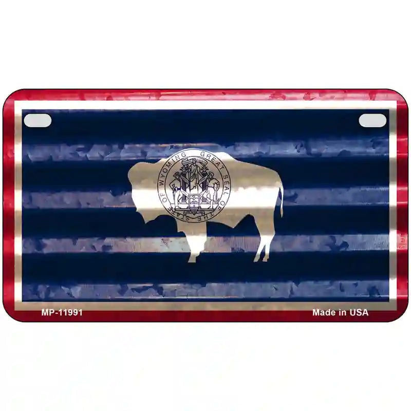 Wyoming Corrugated Flag Novelty License Plate 7" x 4" (MP)