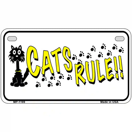 Cats Rule Novelty Metal License Plate 7" x 4" (MP)