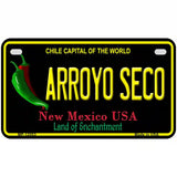 Arroyo Seco Black New Mexico Novelty Metal License Plate 7" x 4" (MP)