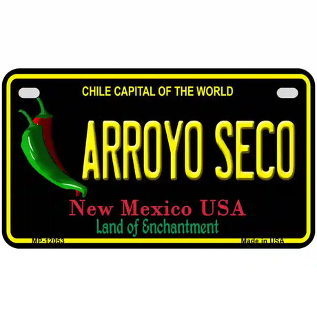 Arroyo Seco Black New Mexico Novelty Metal License Plate 7" x 4" (MP)