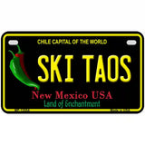 Ski Taos Black New Mexico Novelty Metal License Plate 7" x 4" (MP)