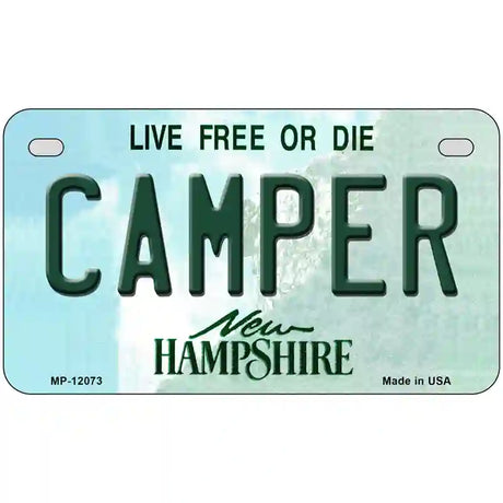 Camper New Hampshire State Novelty Metal License Plate 7" x 4" (MP)