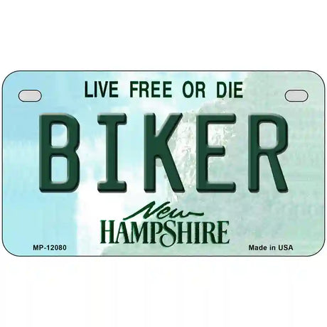 Biker New Hampshire State Novelty Metal License Plate 7" x 4" (MP)