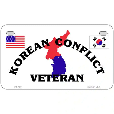 Korean Conflict Veteran Metal Novelty License Plate 7" x 4" (MP)