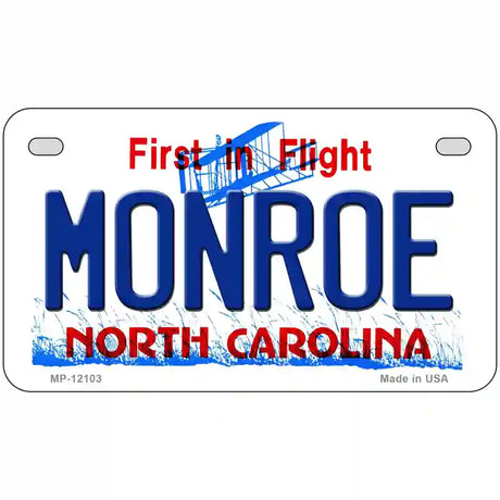 Monroe North Carolina State Novelty Metal License Plate 7" x 4" (MP)