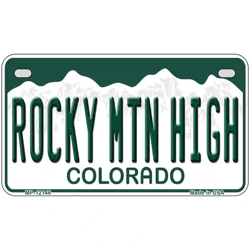 Rocky Mountain High Colorado Novelty Metal License Plate 7" x 4" (MP)