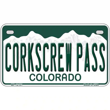 Corkscrew Pass Colorado Novelty Metal License Plate 7" x 4" (MP)