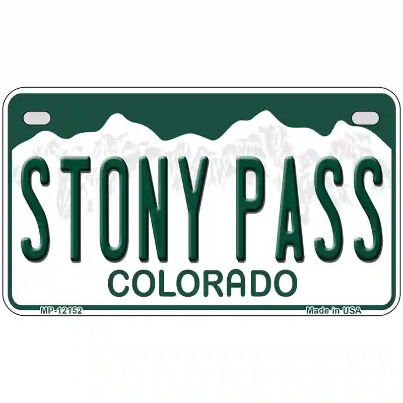 Stony Pass Colorado Novelty Metal License Plate 7" x 4" (MP)