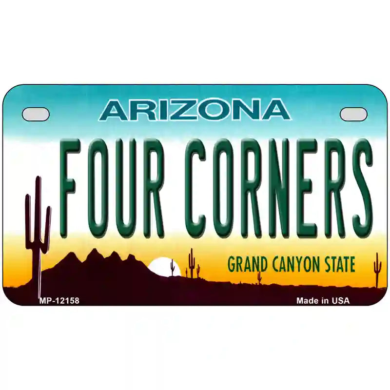 Four Corners Arizona Novelty Metal License Plate 7" x 4" (MP)