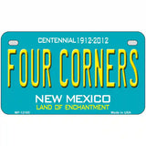 Four Corners Teal New Mexico Novelty Metal License Plate 7" x 4" (MP)