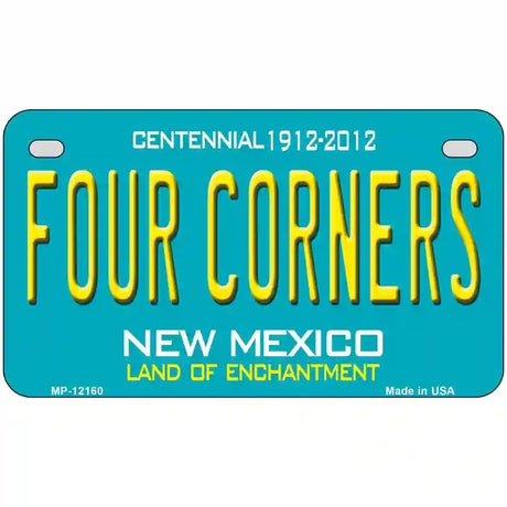 Four Corners Teal New Mexico Novelty Metal License Plate 7" x 4" (MP)