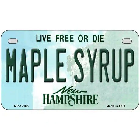 Maple Syrup New Hampshire Novelty Metal License Plate 7" x 4" (MP)