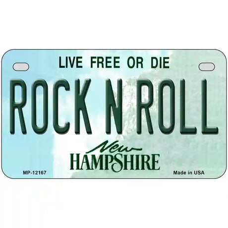 Rock N Roll New Hampshire Novelty Metal License Plate 7" x 4" (MP)