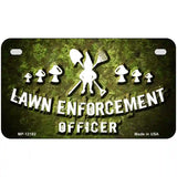 Lawn Enforcement Gnome Novelty Metal License Plate 7" x 4" (MP)