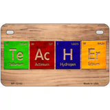 Teacher Periodic Table Wood Novelty Metal License Plate 7" x 4" (MP)