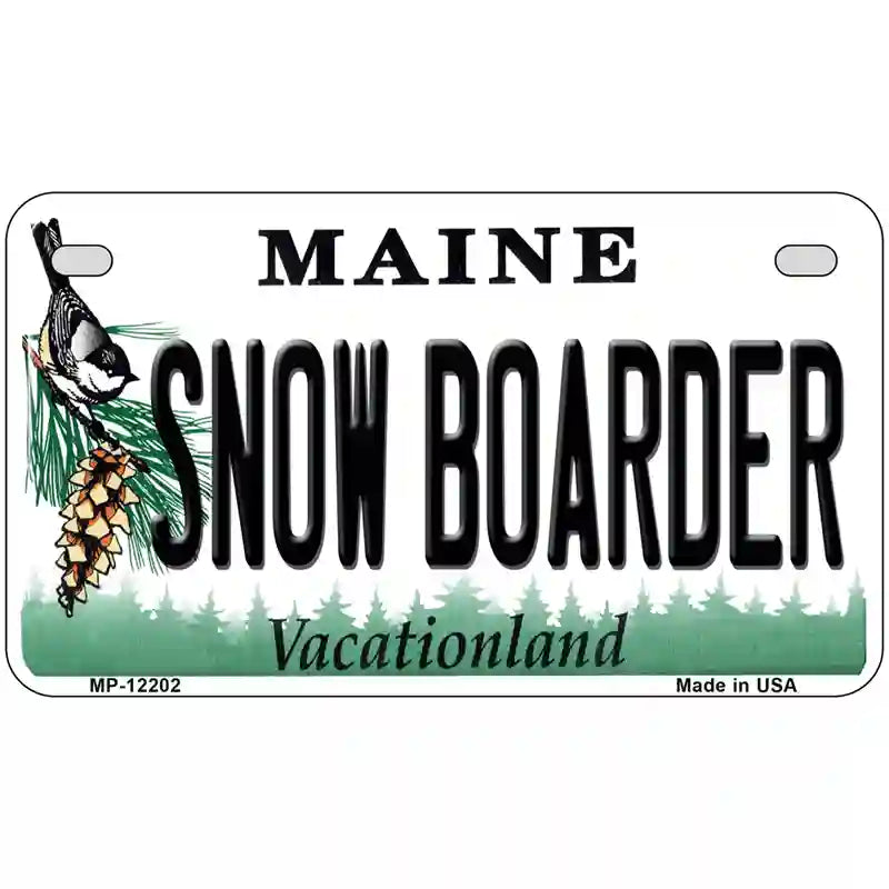 Snow Boarder Maine Novelty Metal License Plate 7" x 4" (MP)