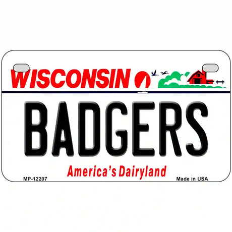 Badgers Wisconsin Novelty Metal License Plate 7" x 4" (MP)