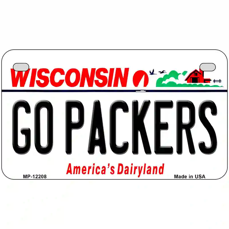 Go Packers Wisconsin Novelty Metal License Plate 7" x 4" (MP)