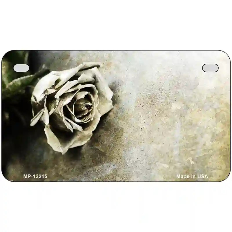 Black and White Rose Novelty Metal License Plate 7" x 4" (MP)