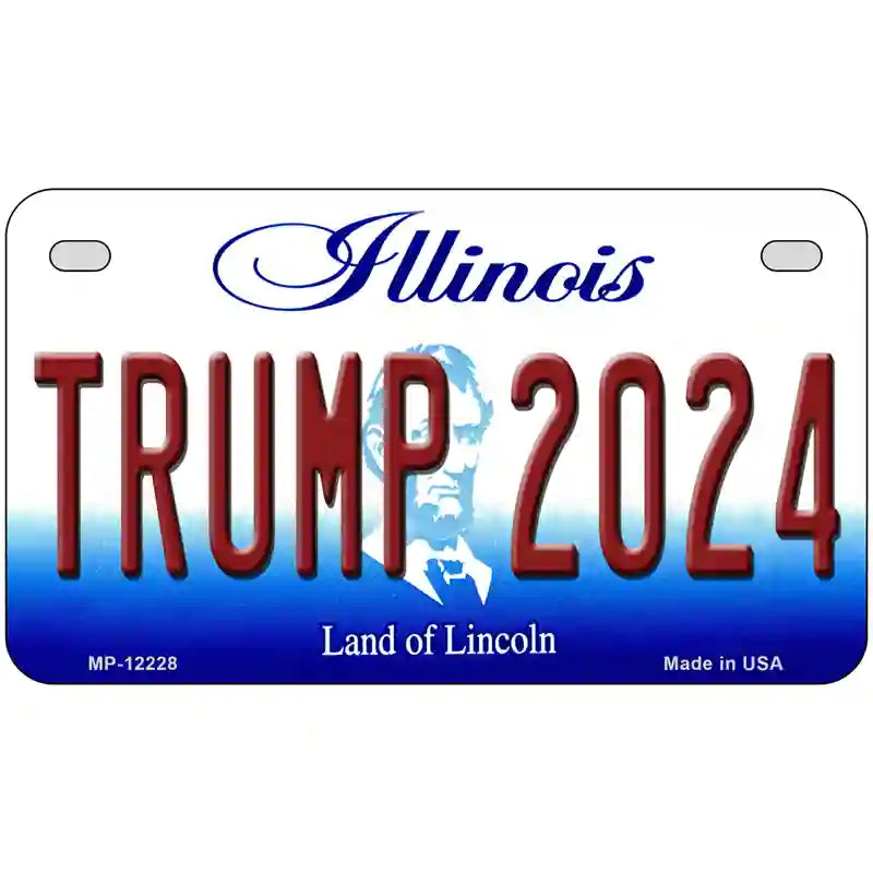 Trump 2024 Illinois Novelty Metal License Plate 7" x 4" (MP)