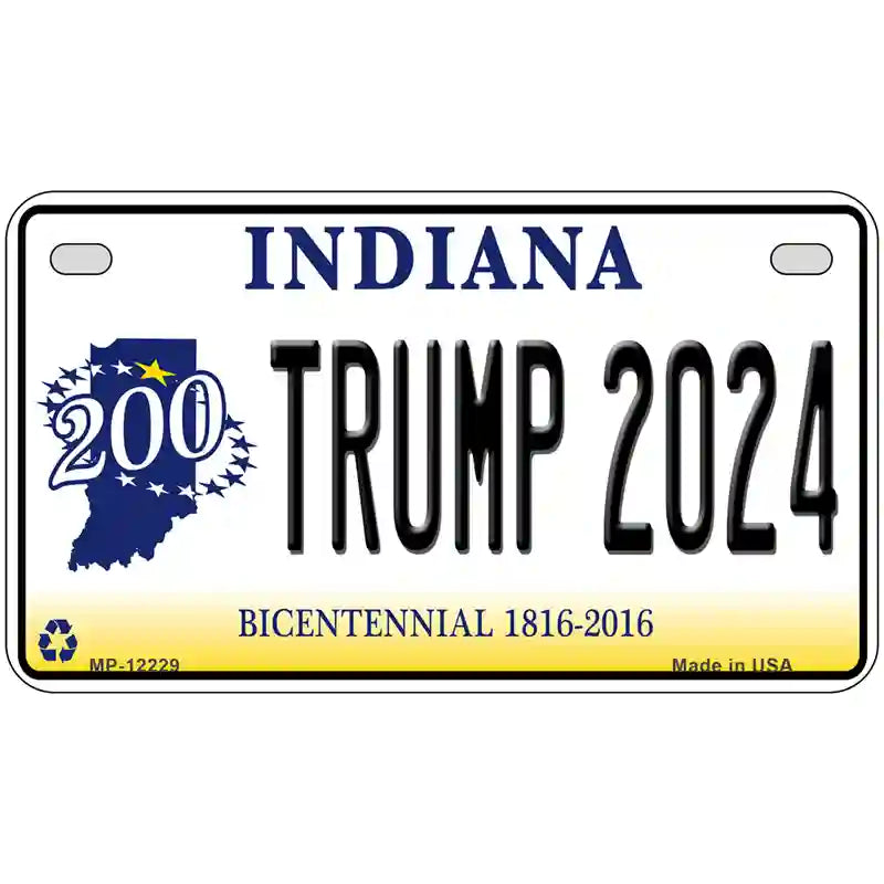 Trump 2024 Indiana Novelty Metal License Plate 7" x 4" (MP)