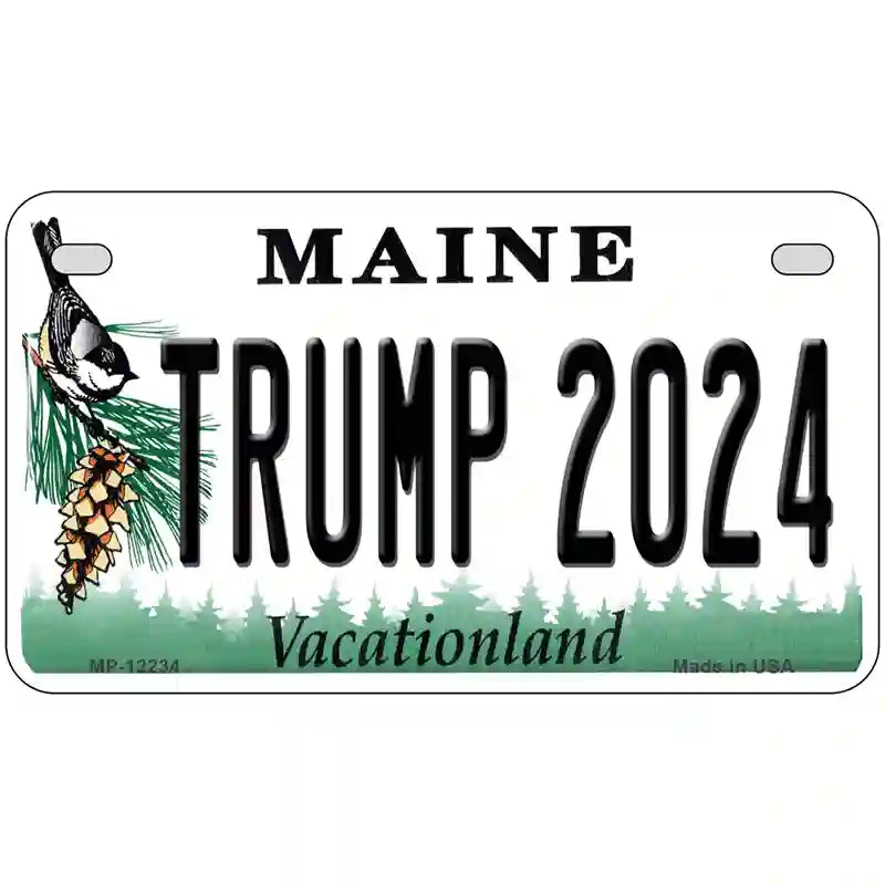 Trump 2024 Maine Novelty Metal License Plate 7" x 4" (MP)