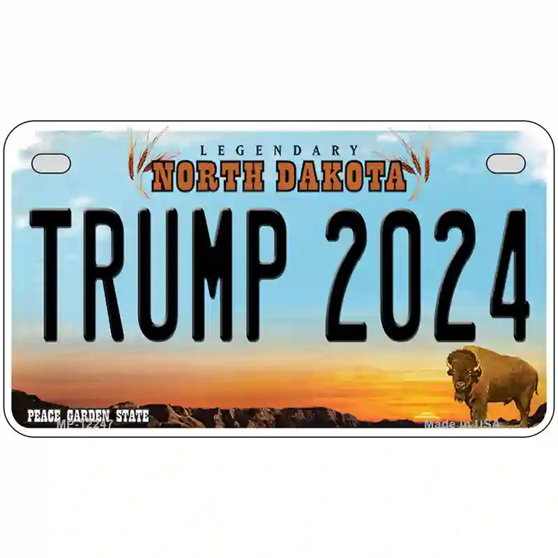 Trump 2024 North Dakota Novelty Metal License Plate 7" x 4" (MP)