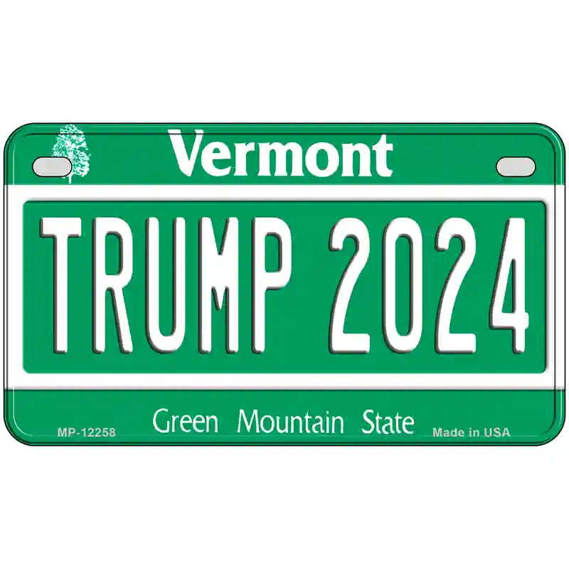 Trump 2024 Vermont Novelty Metal License Plate 7" x 4" (MP)