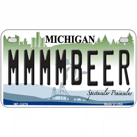 Michigan MMMMBeer Novelty Metal License Plate 7" x 4" (MP)