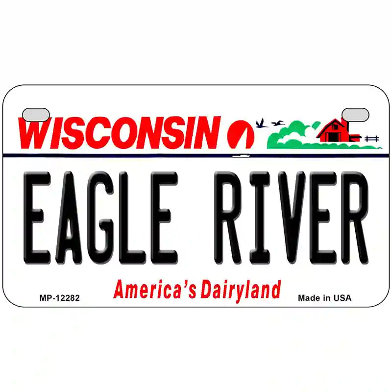 Wisconsin Eagle River Novelty Metal License Plate 7" x 4" (MP)