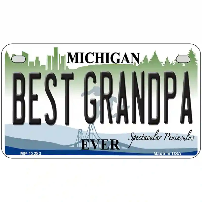 Michigan Best Grandpa Novelty Metal License Plate 7" x 4" (MP)