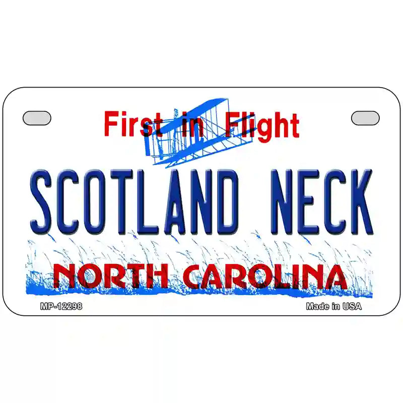 North Carolina Scotland Neck Novelty Metal License Plate 7" x 4" (MP)