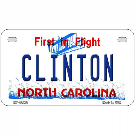 North Carolina Clinton Novelty Metal License Plate 7" x 4" (MP)