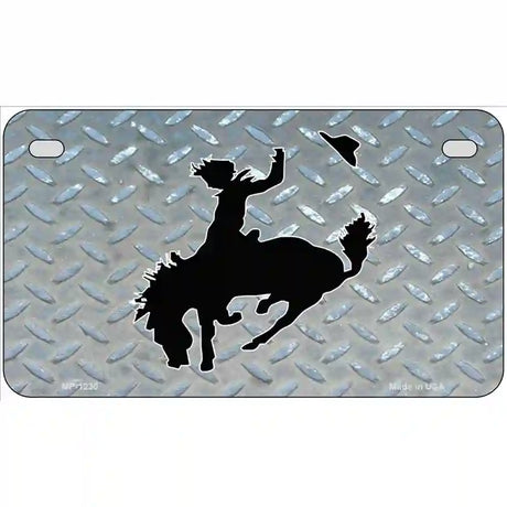 Bucking Bronco Novelty Metal License Plate 7" x 4" (MP)