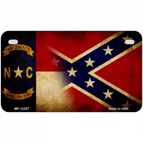 NC | Confederate Flag Novelty Metal License Plate 7" x 4" (MP)