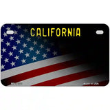 California with American Flag Novelty Metal License Plate 7" x 4" (MP)