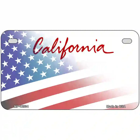 California Plate American Flag Novelty Metal License Plate 7" x 4" (MP)