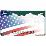 Colorado with American Flag Novelty Metal License Plate 7" x 4" (MP)