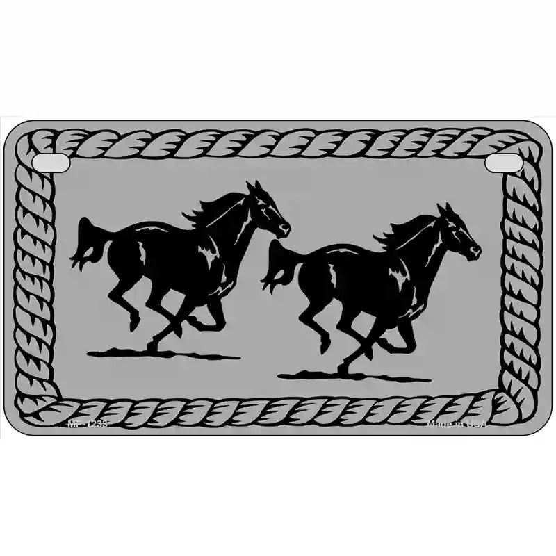 Two Running Horses Novelty Metal License Plate 7" x 4" (MP)