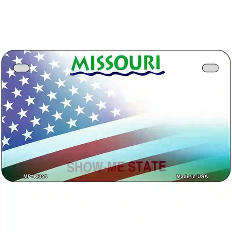 Missouri with American Flag Novelty Metal License Plate 7" x 4" (MP)