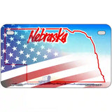 Nebraska with American Flag Novelty Metal License Plate 7" x 4" (MP)