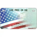 New Hampshire with American Flag Novelty Metal License Plate 7" x 4" (MP)