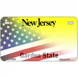 New Jersey with American Flag Novelty Metal License Plate 7" x 4" (MP)