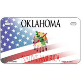 Oklahoma with American Flag Novelty Metal License Plate 7" x 4" (MP)