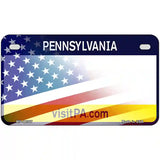 Pennsylvania with American Flag Novelty Metal License Plate 7" x 4" (MP)